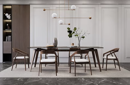Modern Dining Table and Chair Combination Dining Table and Chair Dining Chair Dining Table 3d model
