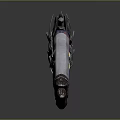 Decorative Fantasy Weapon with Blue Silver Dragon Themed Design Glowing Accents and Intricate Mechanical Structure