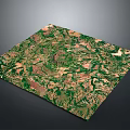 3D Topographic Terrain Model Featuring Green Vegetation Mountain Ranges And Plains