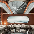 Modern Luxury KTV Interior Design With White Sofa Large Window Stylish Lighting And Unique Ceiling