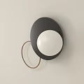 Modern Wall Light With Black Circular Base White Sphere And Brown Ring 3d model