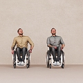 Modern double figure wheelchair 3d model