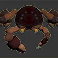 3D Modeled Aquatic Crab With Yellow Eyes Red Orange Claws And Brown Legs