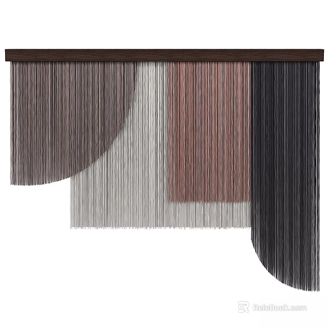 Multicolored Hanging Tassel Wall Decor With Curved And Straight Sections 3d model