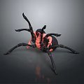 3D Rendered Spider Model With Detailed Black Legs And Red Segmented Body On Gray Background