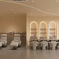 Comfortable Nail Salon Interior Design With Manicure Chairs Tables And Shelves