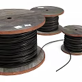 Black Cable Reels With Wooden Spools And Extended Wires In Various Sizes