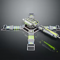 Sci Fi Mechanical Weapon With Glowing Green Elements And 3D Structure Design 3d model