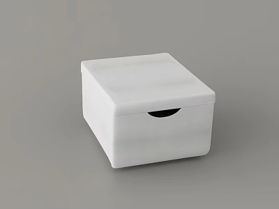 White Square Storage Box With Simple Design And Black Handle 3d model