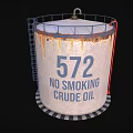 Rusty Crude Oil Storage Tank With Number 572 No Smoking Sign Ladder And Railing
