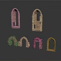 Assorted Decorative Brick Archway Structures with Diverse Shapes and Sizes 3d model