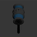 Blue Hammer Weapon with Modern Spiral Handle and Black Metal Parts