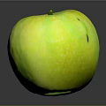 Ripe Green Apple With Glossy Surface Isolated On Black Background