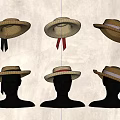 Stylish Wide Brim Hats Displayed On Black Mannequin Heads With Ribbons