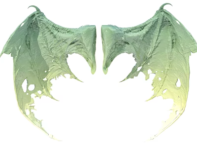 Green Dragon Wing Pendant With Hollow Design Natural Edge Lightweight Decorative Accessory 3d model