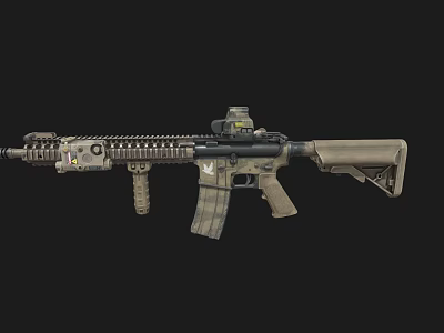 Tactical Military Rifle With Camouflage Design Long Barrel And Ventilated Handguard 3d model