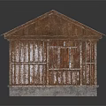 Rustic Wooden House With Weathered Rusty Roof White Spots Wooden Siding Windows And Door