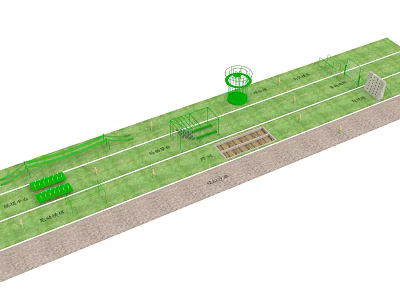 Park Landscape Design With Green Lawn Walking Paths And Recreational Facilities 3d model