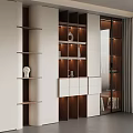 Modern Wooden White Bookcase With Glass Doors Built in Lighting and Decorative Items