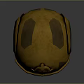 3D Rendered Military Weapon Helmet with Yellow Design Circular Emblem and Black Straps