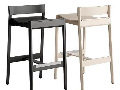 Modern Black and Beige Bar Stools with Minimalist Design for Kitchen Island 3d model