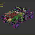 Military Off Road Vehicle with Camouflage Paint Open Top and Large Tires