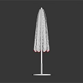 Elegant White Outdoor Umbrella With Red Trim And Round Base Stand