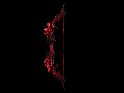Red Fantasy Bow Weapon with Decorative Spikes and Ornate Design 3d model