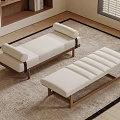 Modern White Upholstered Bed Bench With Wooden Frame In Interior Setting 3d model