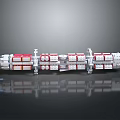 Space Station Model With Interconnected White Red Modules For Space Exploration