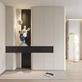 Modern Entryway Design With Black Console Table and Blue Rabbit Sculpture