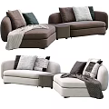 Modern Sectional Sofa In Brown And Beige With Throw Pillows And Coffee Table 3d model