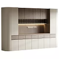 Modern Kitchen Cabinets With Wooden Panels Light Colored Doors And Integrated Lighting