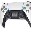Ergonomic White Black PlayStation Game Controller With Blue Light For Entertainment 3d model