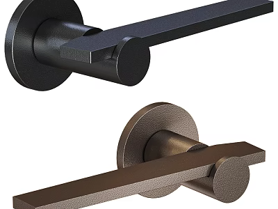 High Quality Black and Bronze Metal Door Handles with Modern Minimalist Design 3d model