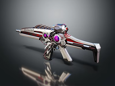 Futuristic Sci Fi Weapon With Metallic Finish Purple Glowing Elements And Red Accent Lines 3d model