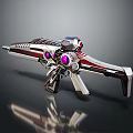 Futuristic Sci Fi Weapon With Metallic Finish Purple Glowing Elements And Red Accent Lines