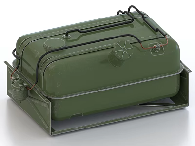 Green Military Style Metal Container With Black Pipes And Valve Parts 3d model
