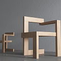 Modern Wooden Leisure Chairs With Geometric Design Light Wood Gray Wall And Black Floor Lamp