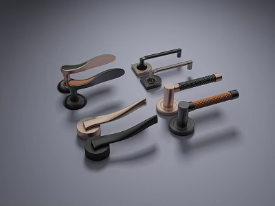 Stylish Modern Door Handles With Diverse Shapes Metal Finishes And Unique Textures 3d model