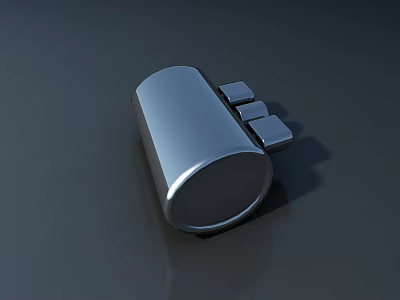 Modern Metallic Public Chair With Smooth Cylindrical Structure And Square Armrests 3d model