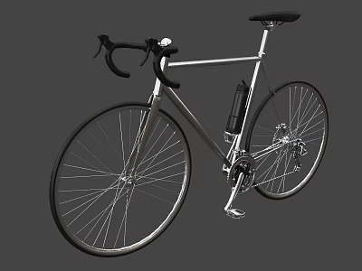 Sleek Silver Road Bicycle With Black Handlebar And Thin Spokes Design 3d model