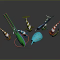 Various Colorful 3D Aquatic Animals Models With Unique Shapes And Vibrant Colors