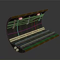 Curved Equipment Platform With Wooden Top Built-in Lighting And Metal Structure