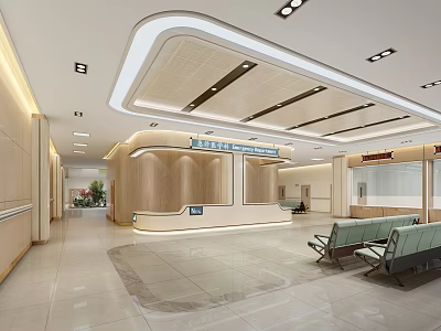 Hospital Outpatient Clinic Modern Bright Lobby With Reception Desk And Comfortable Seats 3d model
