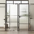 Modern Interior Glass Doors With Black Frames And Various Patterns In Indoor Space 3d model
