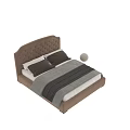 Stylish Single Bed Design With Tufted Headboard Brown Pillows And Blanket 3d model