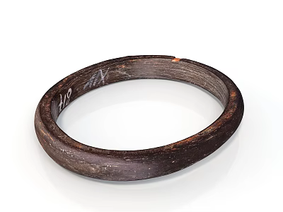 Handmade Dark Wooden Bangle With Smooth Surface And Natural Grain For Daily Wear 3d model