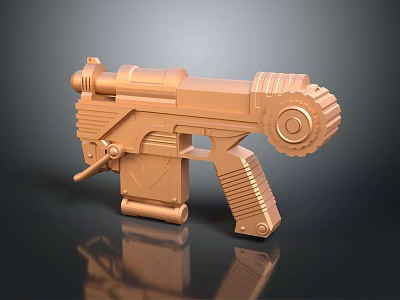 Copper Sci-Fi Pistol 3D Rendered With Mechanical Structure And Gear Details 3d model