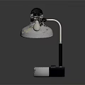 Modern Table Lamp With Silver Lampshade Black Base And Clock 3d model